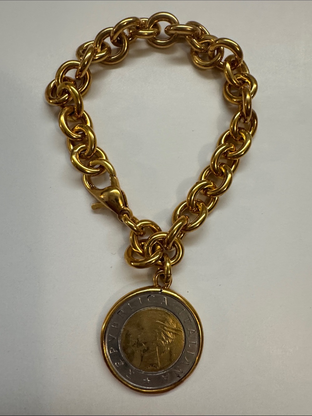 Gold-Tone Coin Charm Link Bracelet - Women Jewelry